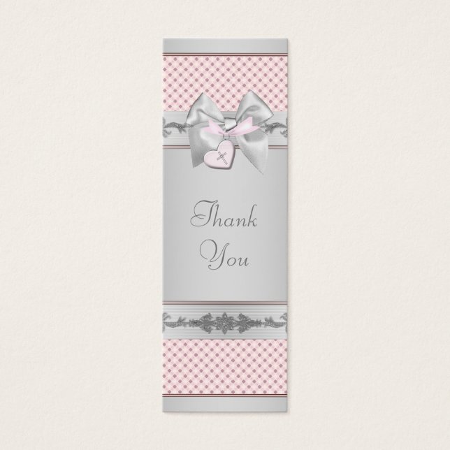 Pink Cross Bomboniere Tags (Front)