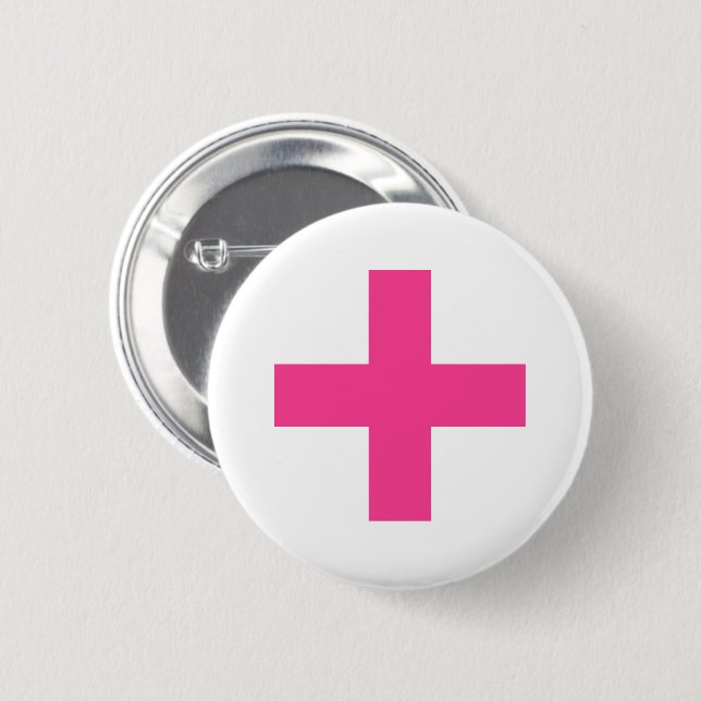 Pink cross nursing button for costume party (Front & Back)