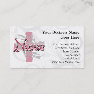 Pink Cross/Swirl Nurse Business Card