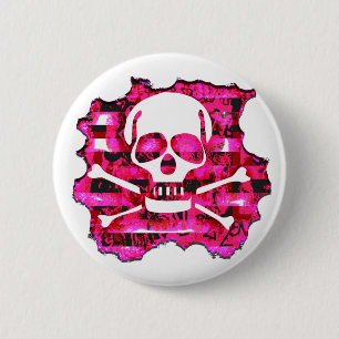 Pink Crossbones 2 Inch Round Button