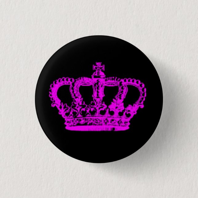 Pink crown 1 inch round button (Front)
