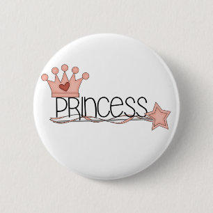 Pink Crown and Wand Princess 2 Inch Round Button