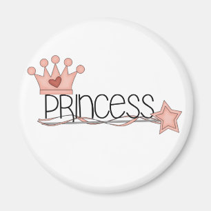 Pink Crown and Wand Princess Magnet