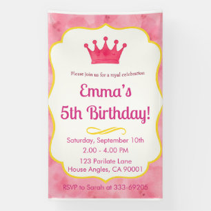 Pink Crown Birthday Invite   zazzlemade Magic Banner