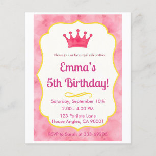 Pink Crown Birthday Invite   zazzlemade Magic Flyer