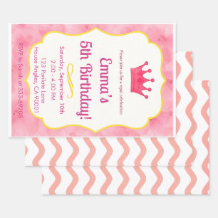 Pink Crown Birthday Invite   zazzlemade Magic Wrapping Paper Sheet