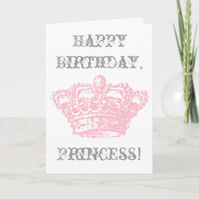 Pink Crown Birthday - Personalize It Card (Front)