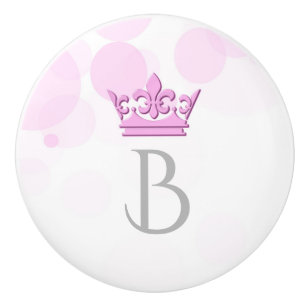Pink Crown & Dots Royal Personalized Letter Knobs