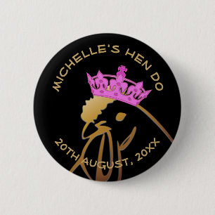 Pink Crown Hen Do 2 Inch Round Button
