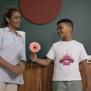 Pink Crown Joyeuses mères jour Garçons T-shirt