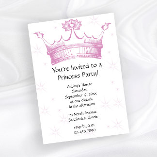 Pink Crown Princess Party Invitation