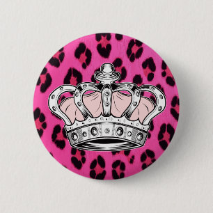 Pink Crown Queen Royal Glam Fierce Aesthetic 2 Inch Round Button