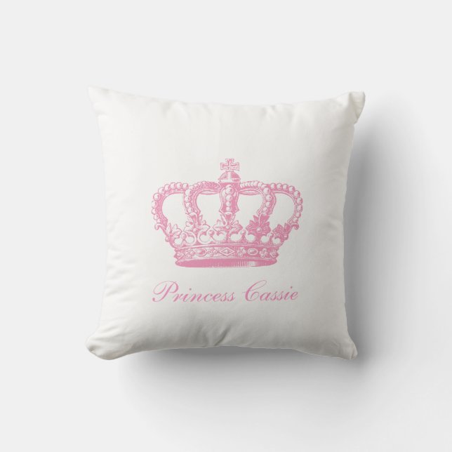 Pink Crown Throw Pillow (Front)