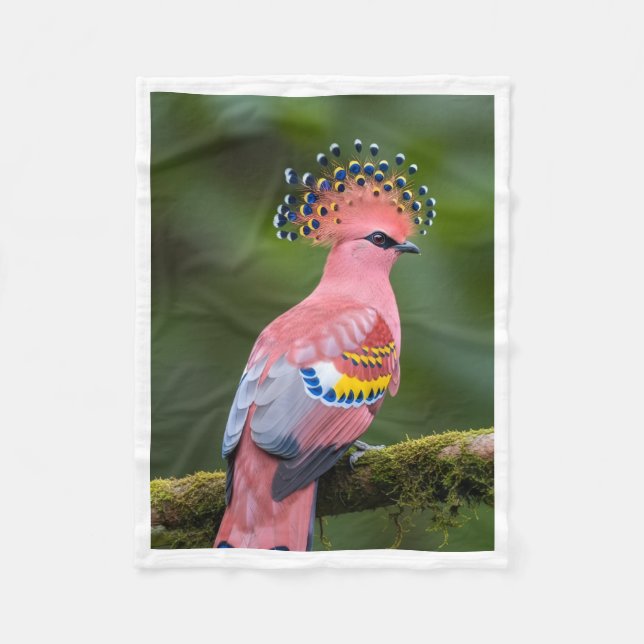 Pink Crowned Exotic Bird Blanket (Front)
