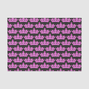 Pink Crowns Pattern Black Tissue Paper