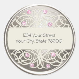 Pink Crystal and Silver Return Address Seal