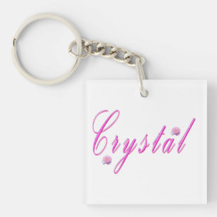 Pink Crystal Girls Name Keychain