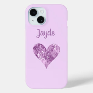 Pink Crystal Heart Personalized Mobile Phone Case