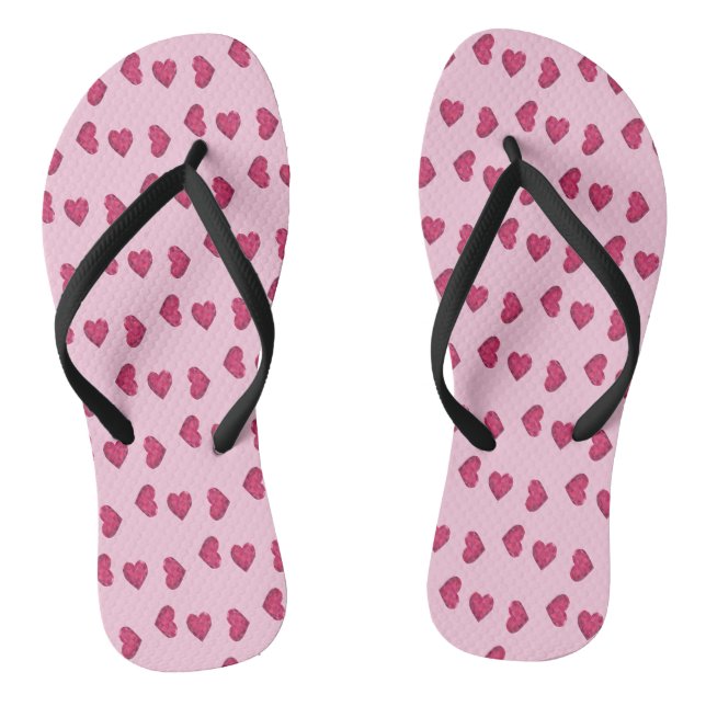 Pink crystal hearts pattern flip flops (Footbed)