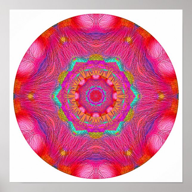 Pink Crystal Mandala Poster (Front)