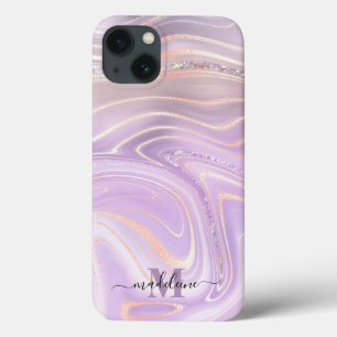 Pink Crystal Marble Iridescent Agate iPhone 13 Case
