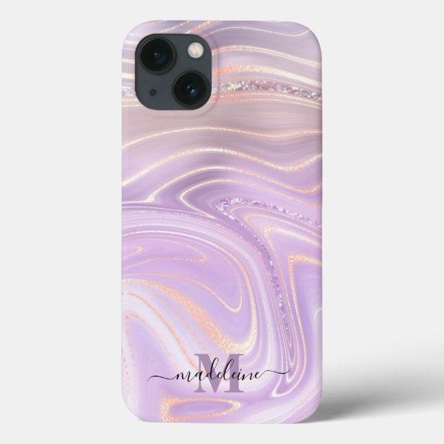 Pink Crystal Marble Iridescent Agate Case-Mate iPhone Case (Back)