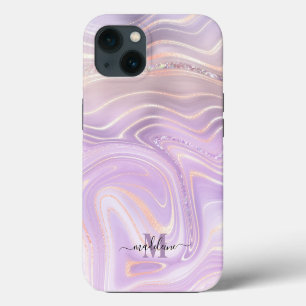 Pink Crystal Marble Iridescent Agate iPhone 13 Case