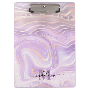 Pink Crystal Monogram Clipboard
