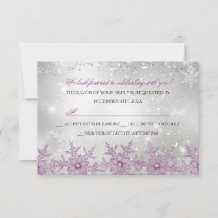Pink Crystal Snowflake Christmas Party RSVP Card