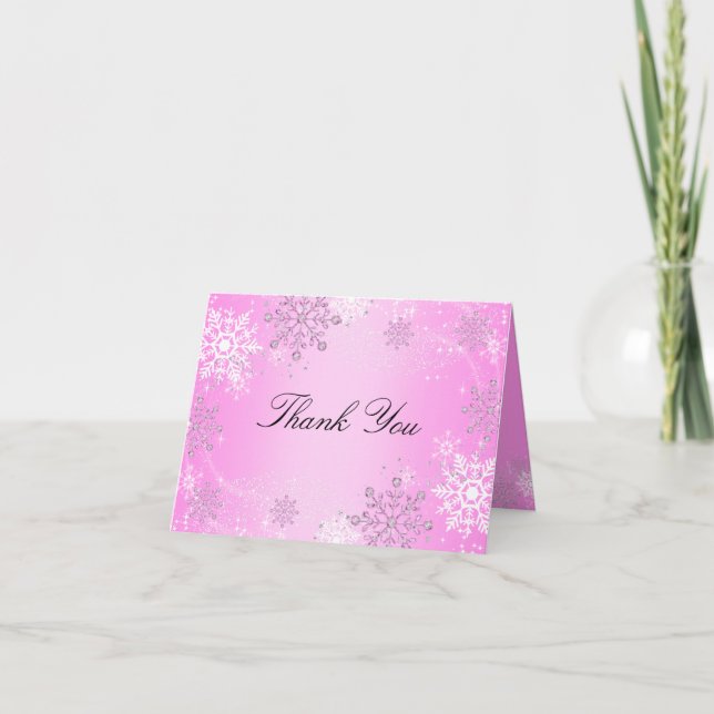 Pink Crystal Snowflake hiver Wonderland Merci (Devant)