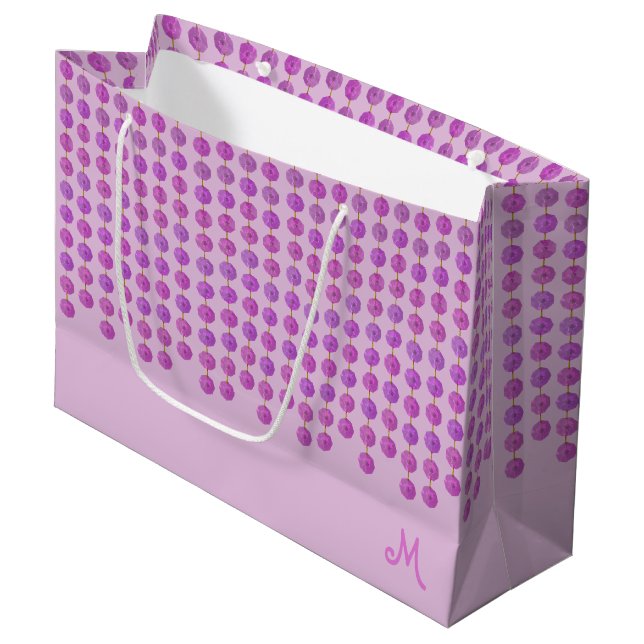 Pink Crystal Strands Monogram Cadeau Sac (Devant Angle)