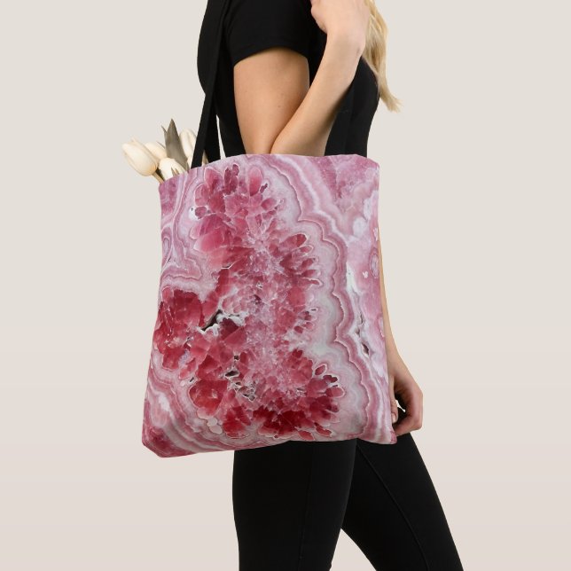 Pink Crystals Geode Tote Bag (Close Up)