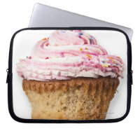 Pink cup cake, on white background, cut out