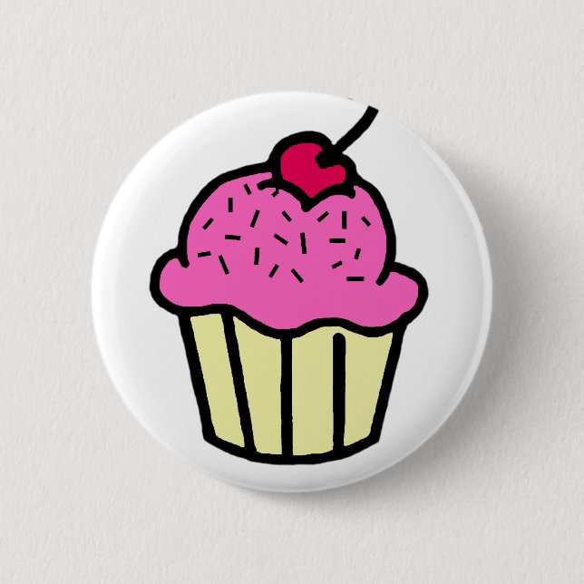 Pink Cupcake 2 Inch Round Button (Front)