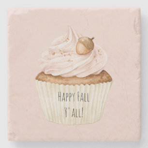 Pink Cupcake Acorn Stone Coaster