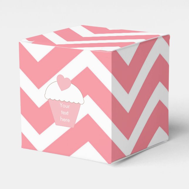 Pink Cupcake and Chevron Favor Box (Front Side)