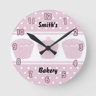 Pink Cupcake Bakery Clock