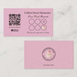 Pink Cupcake Bakery Loyalty Punch Card