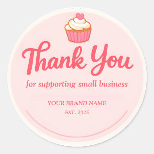 Pink Cupcake Bakery Thank You Classic Round Sticker