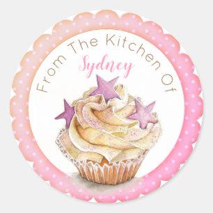 Pink Cupcake Baking Classic Round Sticker