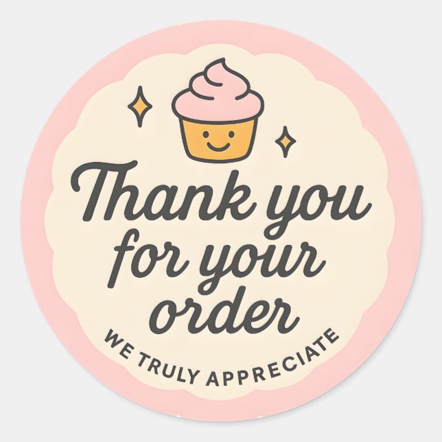 Pink Cupcake baking Thank You Sticker  (Devant)