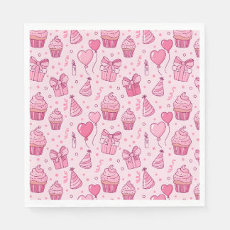 Pink Cupcake Birthday Napkins