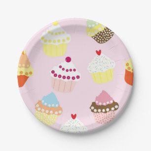 Pink Cupcake Birthday Party Paper Plate