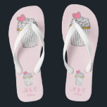 Pink Cupcake Bridal Party Gift Wedding Flip Flops<br><div class="desc">Flip-flops feature an original marker illustration of a vanilla cupcake topped with frosting,  sprinkles and a pink heart. Simply personalize with your name and date information for a unique wedding favour or bridesmaid gift!</div>