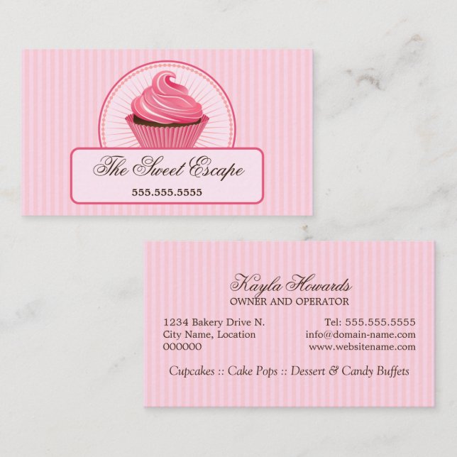 Pink Cupcake Business Card (Front/Back)