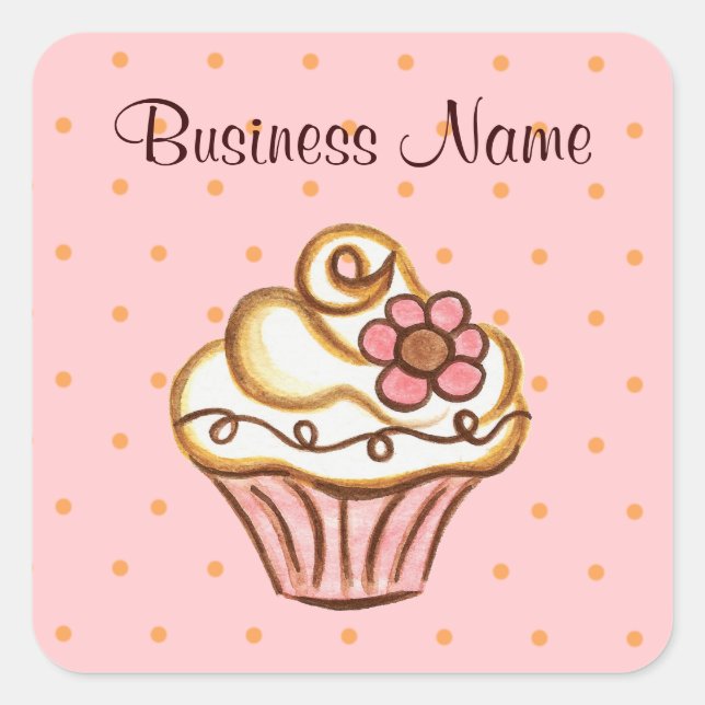 Pink Cupcake Business Stickers (Front)