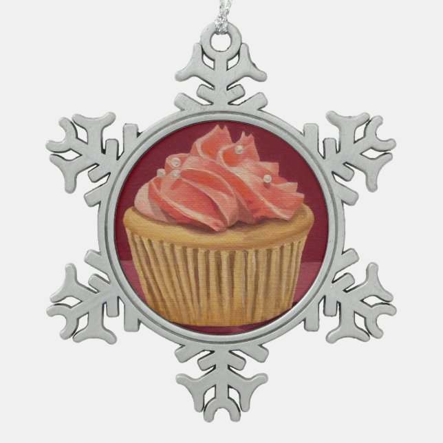 Pink Cupcake Christmas Ornament (Front)