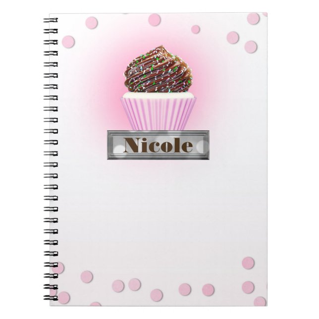 Pink Cupcake Confetti Bakery Journal personnalisé (Devant)