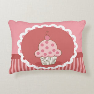 Pink Cupcake Design Accent Pillow