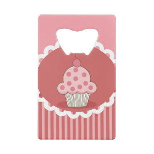 Pink Cupcake Design Credit Card Bottle Opener